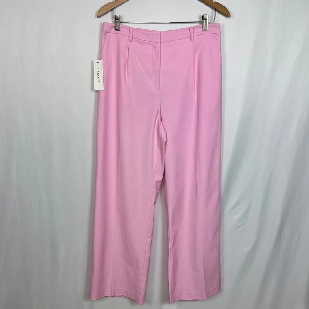Bardot Callista  High Rise Pleated‎ Wide Leg Pants Size L Women’s Lili Pink